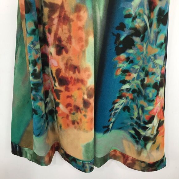 Elana Kattan Colorful Abstract Watercolor Floral Mesh Sleeveless Sheath Dress - Picture 10 of 14